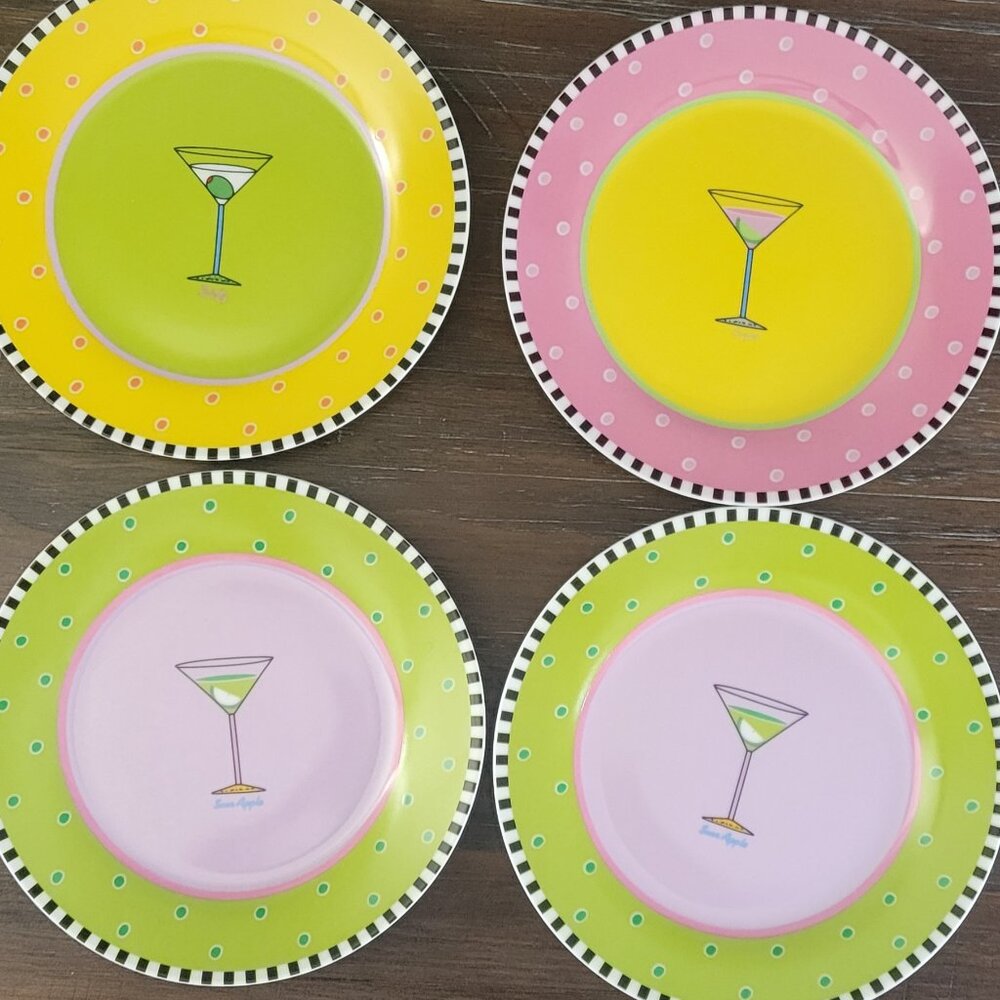 Shaken Not Stirred Cocktail Plates, Set of 4